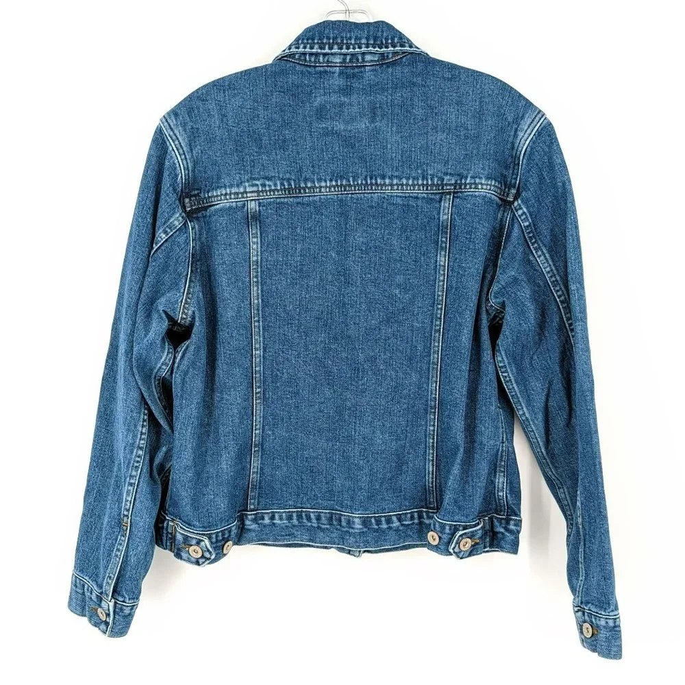 Eddie Bauer Jean Jacket M Medium Wash Button Down Denim Blue Classic 100% Cotton - Picture 9 of 11